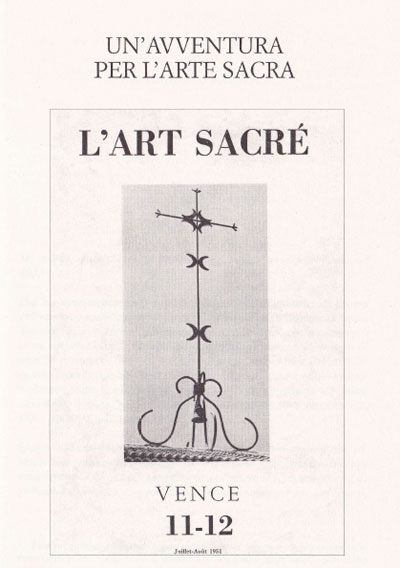 Copertina del numero doppio de L'Art Sacré (nn. 11-12, luglio-agosto 1951) dedicato alla cappella di Vence, completamente redatto e impaginato da p. Couturier