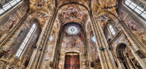 Cattedrale di Asti, vista interna; pitture barocche, architettura gotica. (dal sito della Diocesi di Asti)