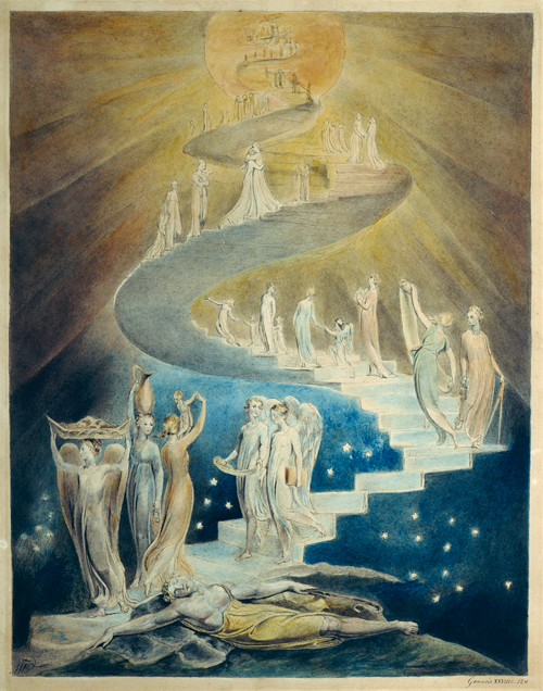 William Blake, “Jacob's Dream” (c. 1805). Penna, inchiostro e acquerello. British Museum, William Blake Archive. (foto Wikimedia Commons)