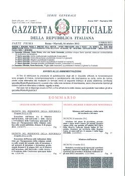 Gazzetta Ufficiale 16 Ottobre 2012